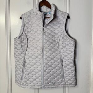 FREE COUNTRY Light Gray Quilted Puffer Vest - Size XL Front Zip Zipper Pockets‎